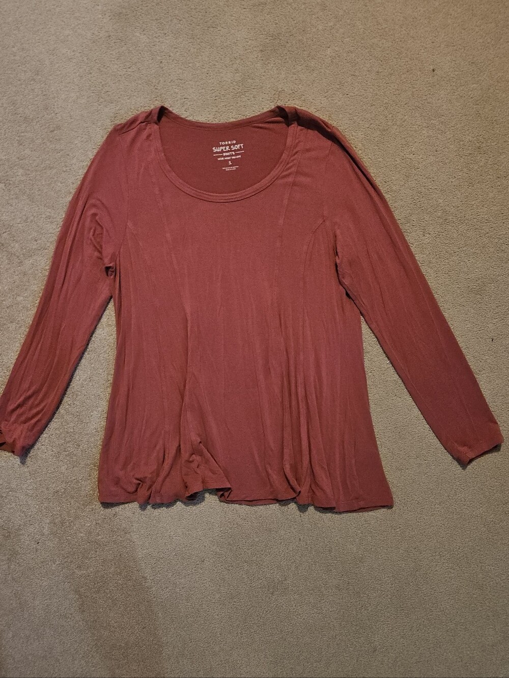 torrid Long Sleeve Scoop Neck Top - Rusty Rose